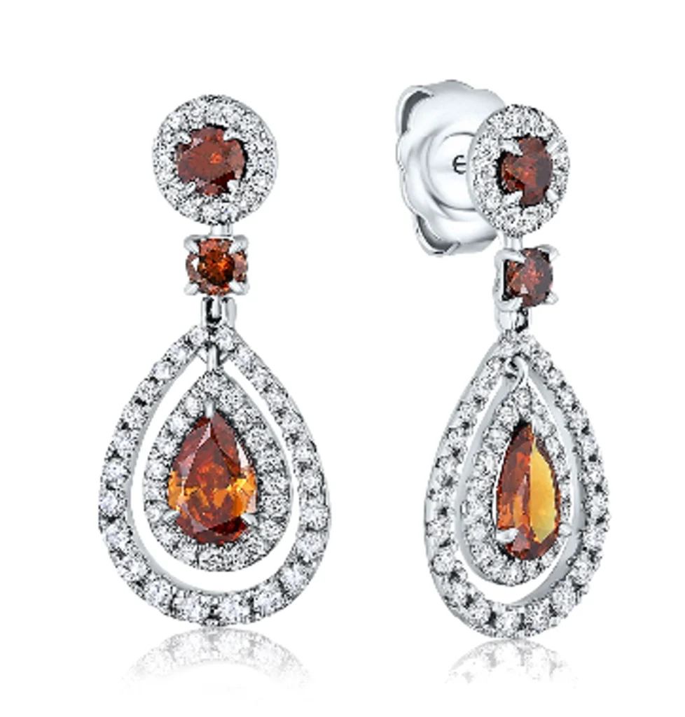 0.73ct / 0.68ct Diamond Colored Diamonds Earring Gold