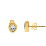White diamond Earring 14K Yellow Gold