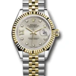 Rolex Datejust Lady Jubilee Bracelet Fluted Bezel Silver Diamond Star Dial