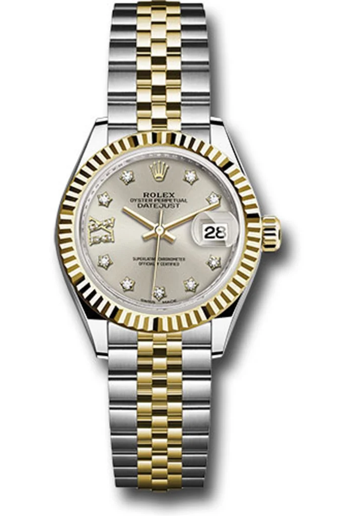 Rolex Datejust Lady Jubilee Bracelet Fluted Bezel Silver Diamond Star Dial