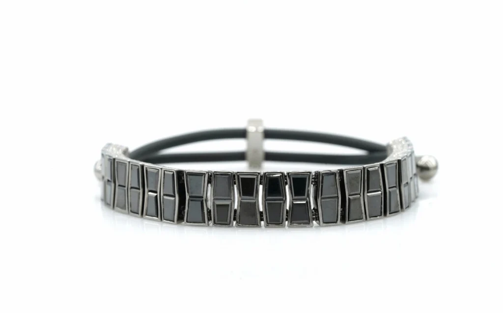 15.56cttw Diamond (Mixed) Bracelet 18K White Gold + Rhodium + Rubber