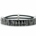 15.56cttw Diamond (Mixed) Bracelet 18K White Gold + Rhodium + Rubber