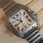 Cartier Santos Integrated Bracelet TITANIUM Bezel WHITE ROMAN Dial