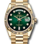 Rolex Day-Date 36 President Bracelet Fluted Bezel Green Ombre¬¥ Diamond Dial