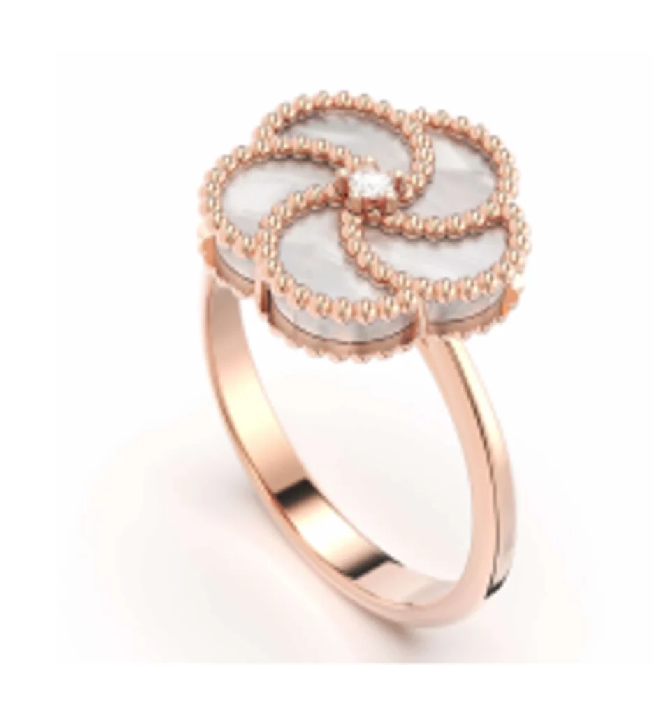 0.02ct Diamond / 1.86ct Mother of Pearl Signature Ring Gold