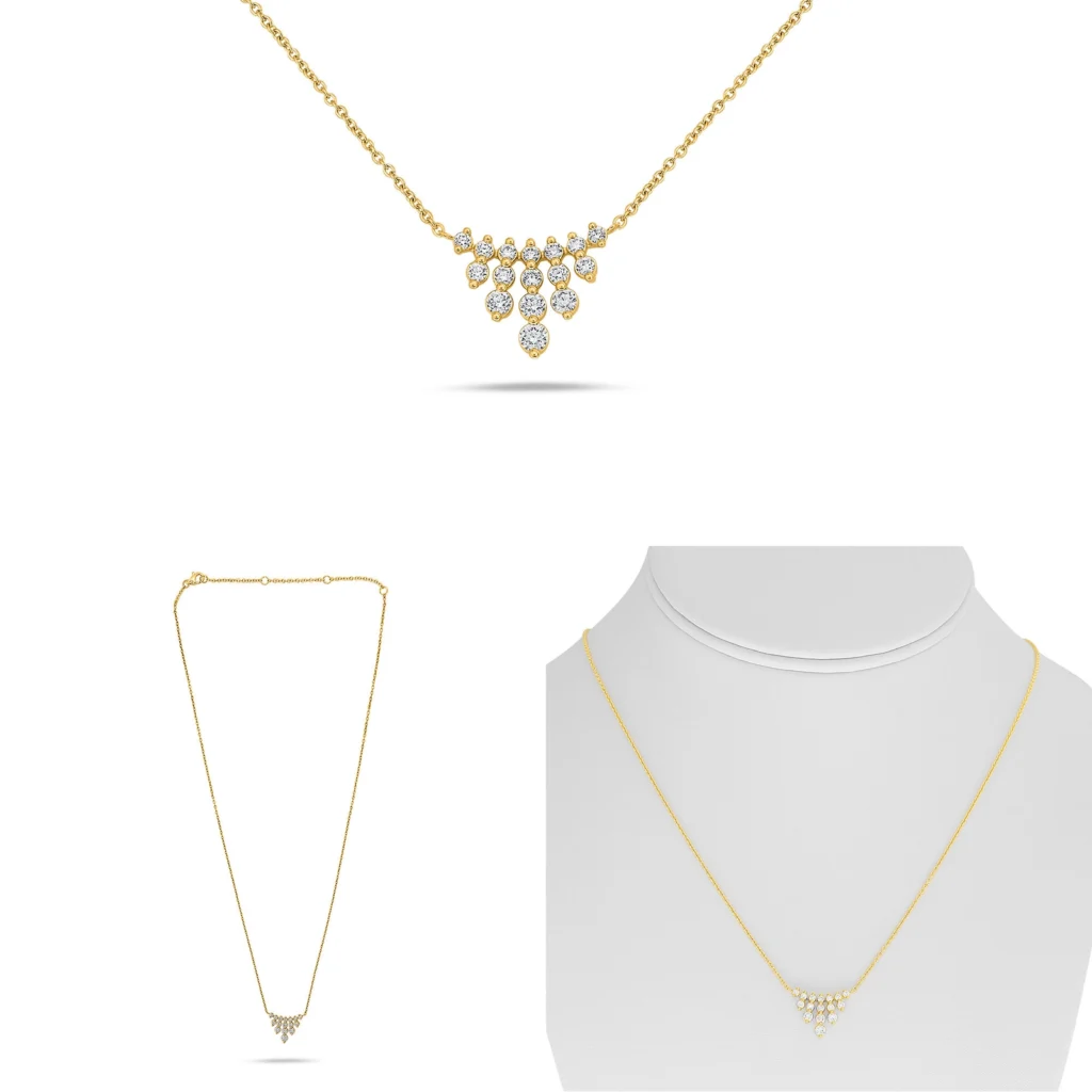 White diamond Pendant 14K Yellow Gold