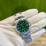 Rolex Oyster Perpetual 36 Oyster Bracelet Smooth Bezel Green Index Dial