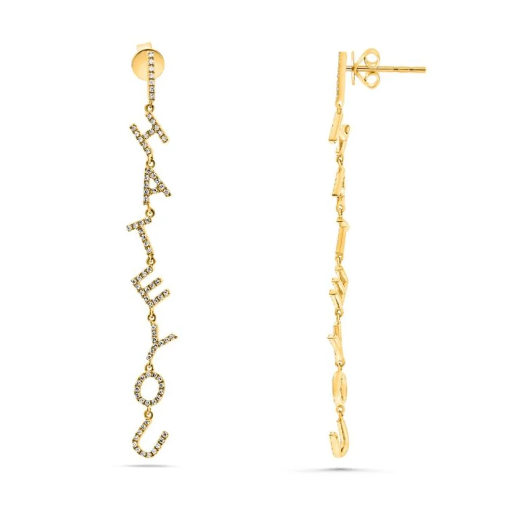 White diamond Earring 14K Yellow Gold
