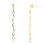 White diamond Earring 14K Yellow Gold
