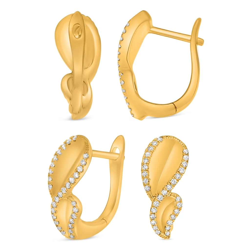 White diamond Earring 14K Yellow Gold