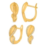 White diamond Earring 14K Yellow Gold