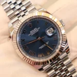 Rolex Datejust 41 Oyster Bracelet Fluted Bezel Bright Blue Roman Dial