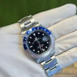 Rolex GMT Oyster Bracelet Pepsi Bezel Black Dial