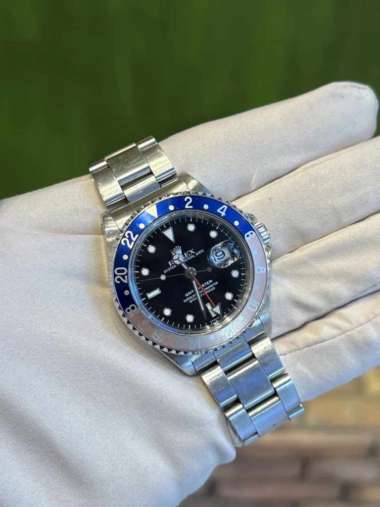 Rolex GMT Oyster Bracelet Pepsi Bezel Black Dial