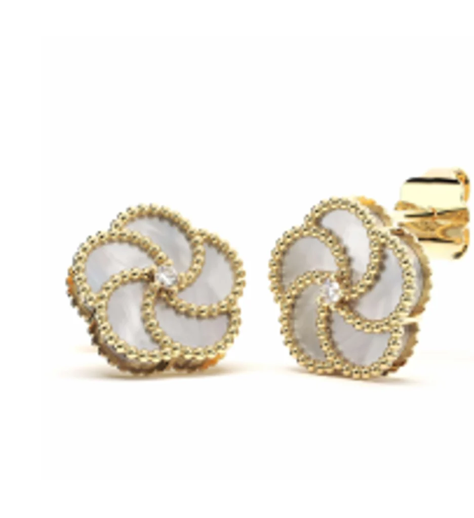 0.05ct Diamond / 3.82ct Mother of Pearl Signature Earring Gold