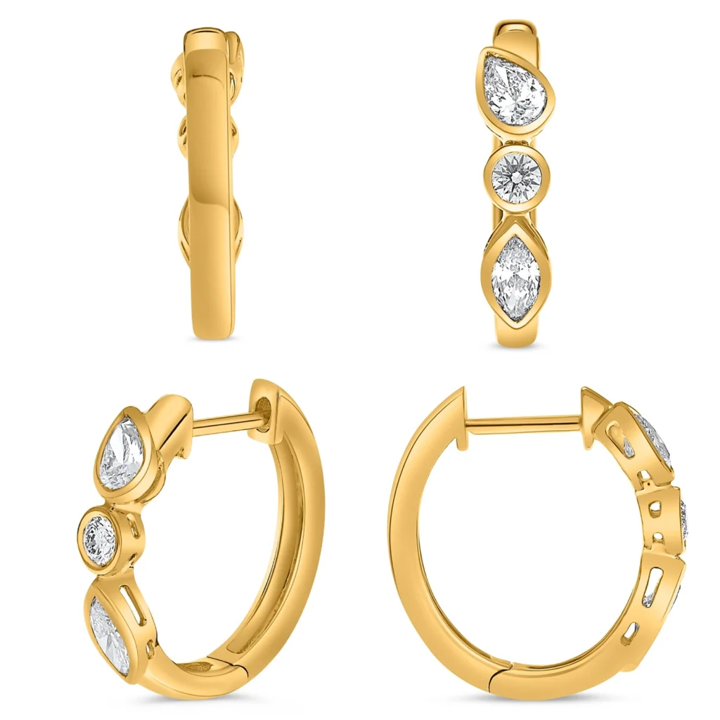 14K Yellow diamond Earring 14K Yellow Gold