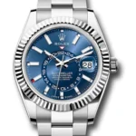Rolex SkyDweller Oyster Bracelet Fluted Bezel Blue Index Dial