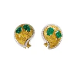 1.17ct Emerald Cluster Earring Gold