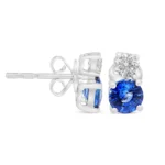 White diamond & Sapphire Earring 14K White Gold