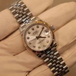 Rolex Datejust 31 Jubilee Bracelet Fluted Bezel Silver Diamond Dial