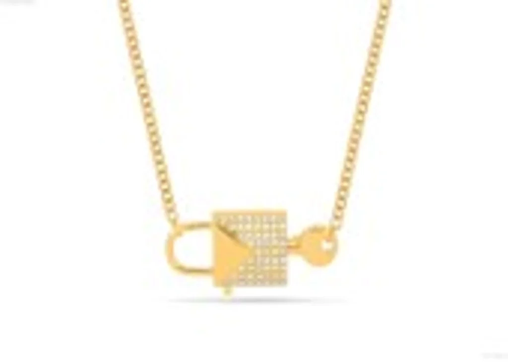 White diamond Pendant 14K Yellow Gold