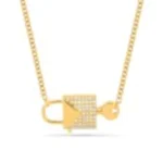 White diamond Pendant 14K Yellow Gold