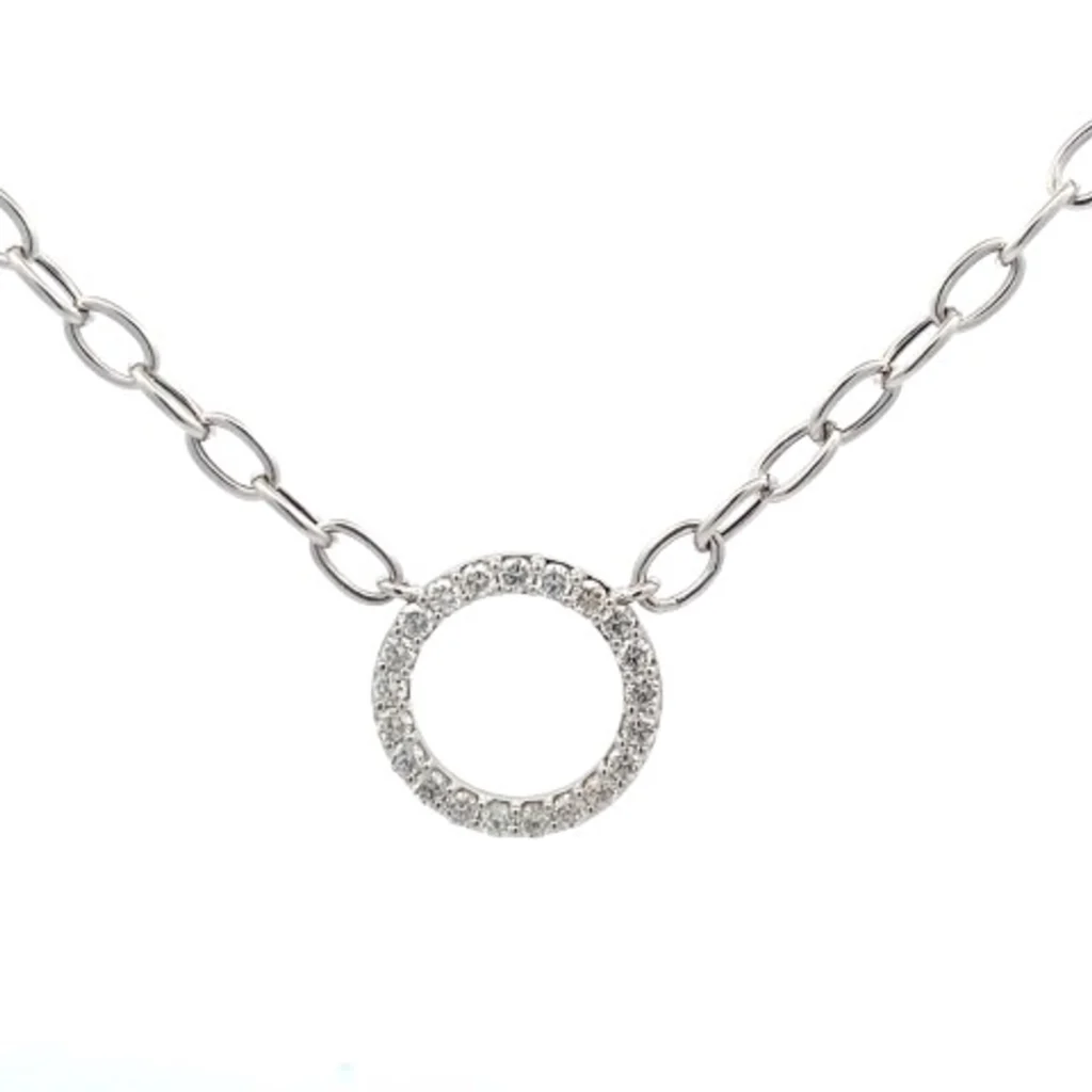 White diamond Pendant 14K White Gold