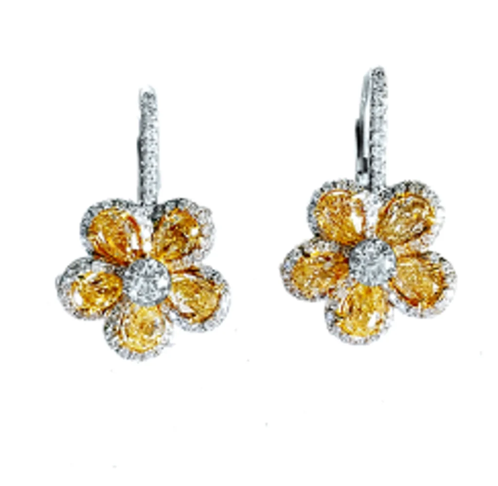 4.40cttw Diamond Colored Diamonds Earring Gold