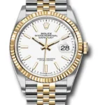Rolex Datejust 36 Jubilee Bracelet Fluted Bezel White Index Dial