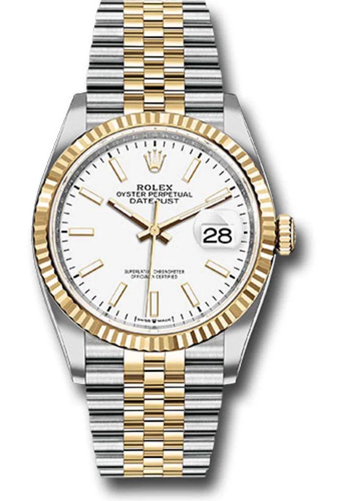Rolex Datejust 36 Jubilee Bracelet Fluted Bezel White Index Dial