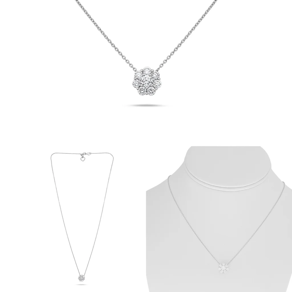 White diamond Pendant 14K White Gold