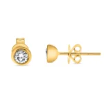 White diamond Earring 14K Yellow Gold