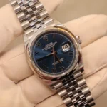 Rolex Datejust 36 Jubilee Bracelet Smooth Bezel Bright Blue Roman Dial