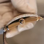 Franck Muller 1200 SC Leather Strap Bracelet Diamond Bezel Chocolate Dial