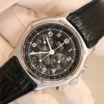 Ebel Chronograph Leather Strap Bracelet Black Dial