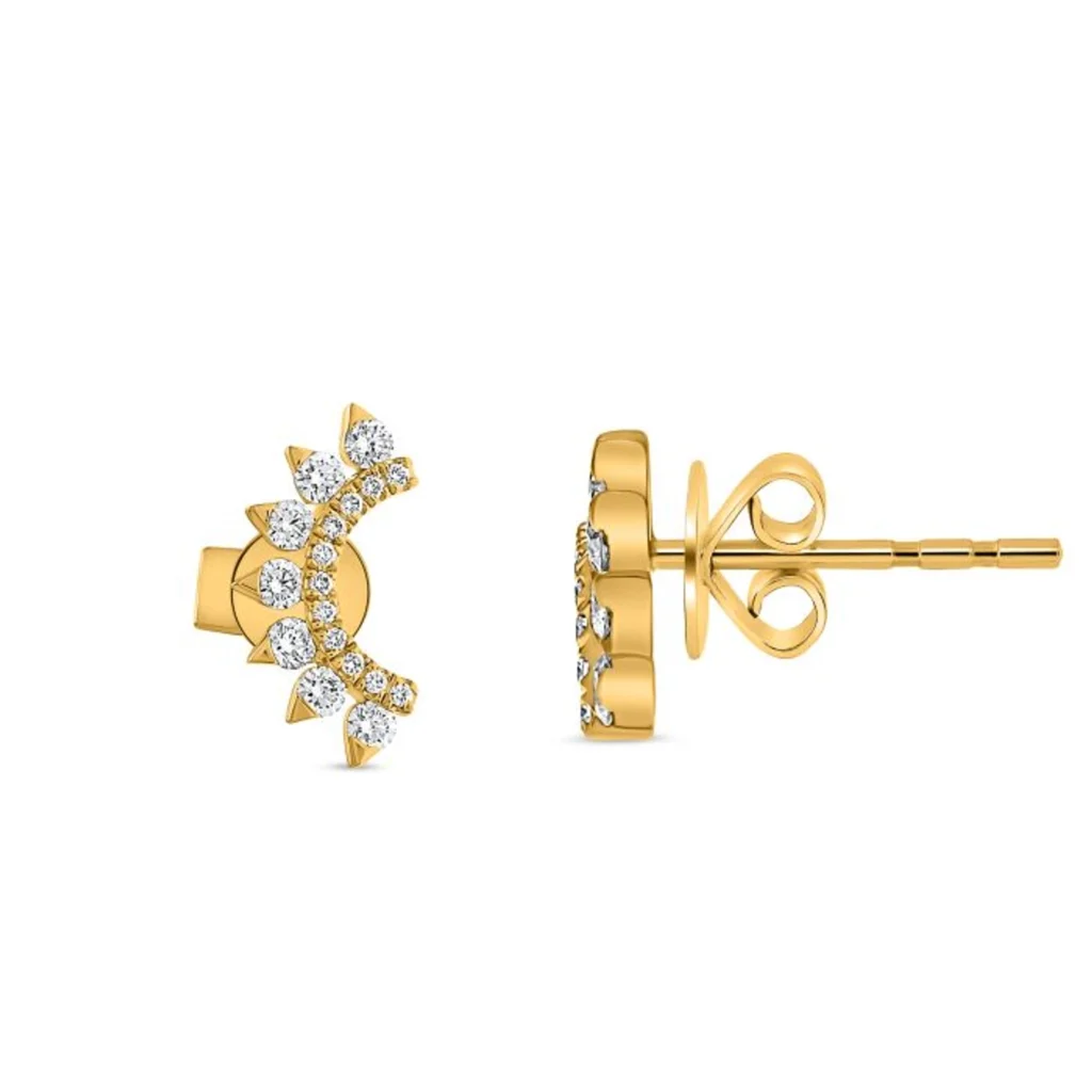 White diamond Earring 14K Yellow Gold