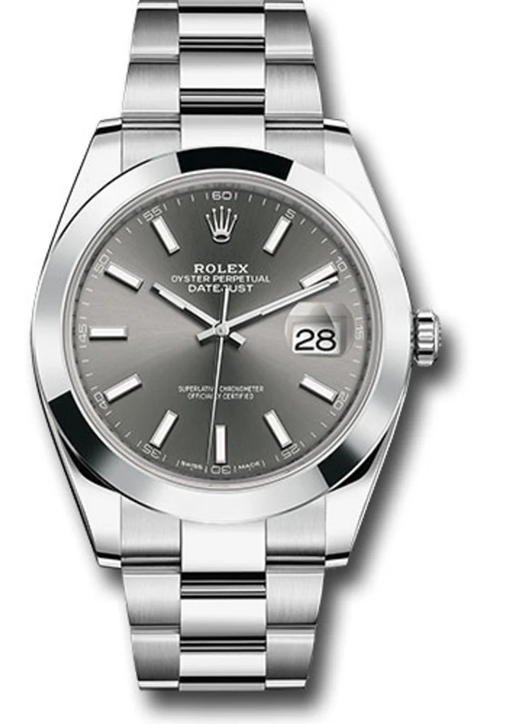 Rolex Datejust Jubilee Bracelet Smooth Bezel Rhodium Dial